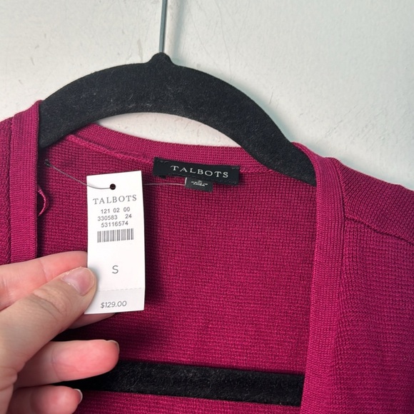 NWT Magenta Berry Pink Cotton Modal Open Front Long Sweater Duster Size Small - Picture 5 of 7